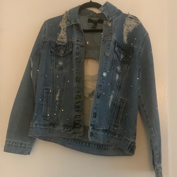 Forever 21 ripped and studded denim jacket - Picture 2 of 4